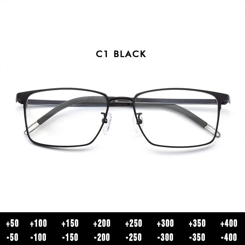 Kansept Men's Full Rim Big Square Stainless Steel Reading Glasses 3463 Reading Glasses Kansept 34630c1 CHINA -400