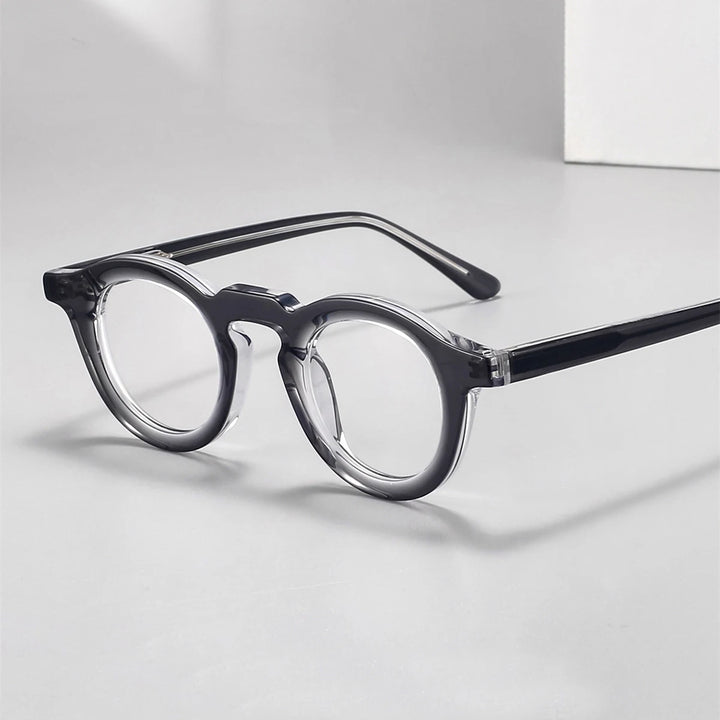 Black Mask Women's Full Rim Round Thick Acetate Eyeglasses 23107