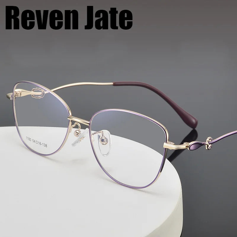 Reven Jate Women's Full Rim Oval Cat Eye Alloy Eyeglasses 661180