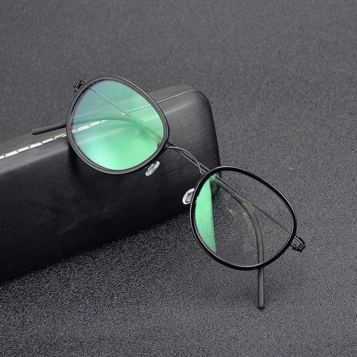 Aimee Unisex Full Rim Oval Square Acetate Titanium Eyeglasses 314569