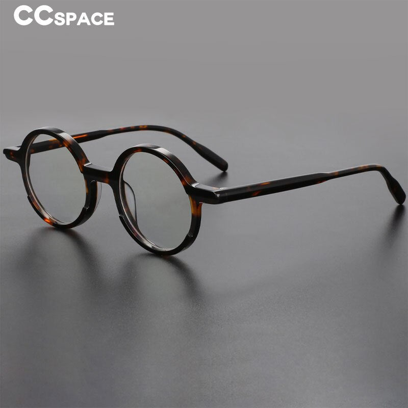 CCspace Unisex Full Rim Round Acetate Eyeglasses 56056 Full Rim CCspace   