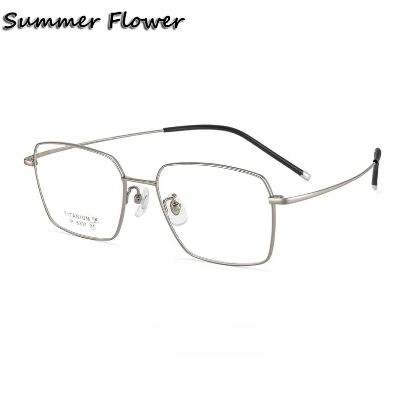 Summer Flower Men's Full Rim Polygon Square Titanium Eyeglasses 616307