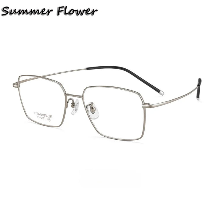 Summer Flower Men's Full Rim Polygon Square Titanium Eyeglasses 616307