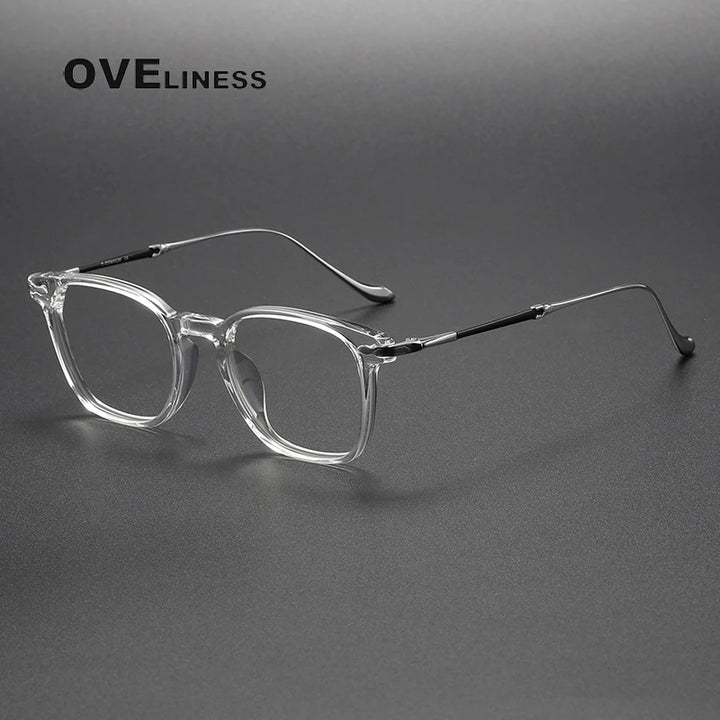 Oveliness Unisex Full Rim Square Acetate Titanium Eyeglasses 2052 Full Rim Oveliness transparent  