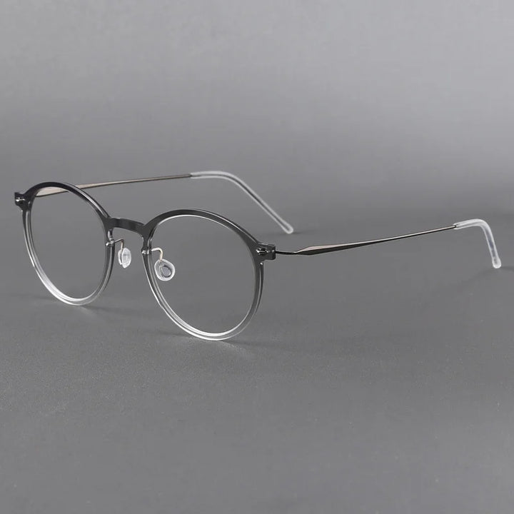 Black Mask Unisex Full Rim Round Titanium Acetate Eyeglasses 6541 Full Rim Black Mask Gradient Gray  