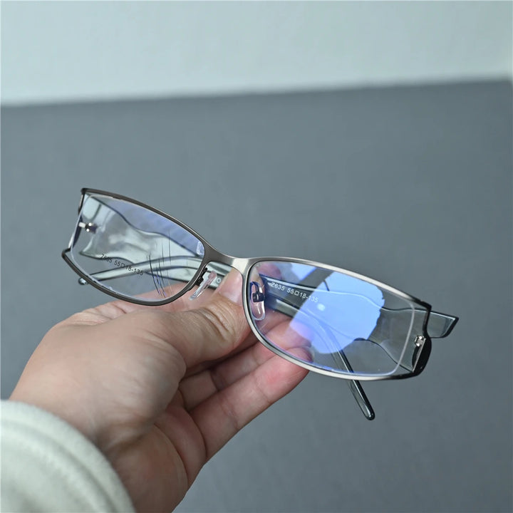 Cubojue Unisex Semi Rim Small Rectangle Alloy Reading Glasses C635 Reading Glasses Cubojue +400 GRAY 