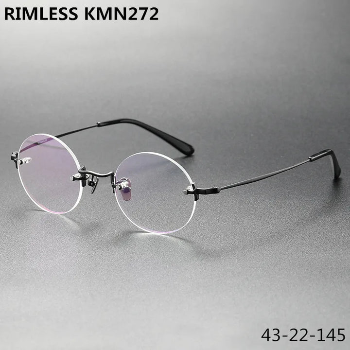 Aimee Men's Rimless Round Titanium Eyeglasses 14272 Rimless Aimee   