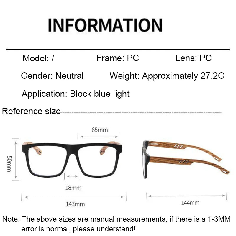 Hdcrafter Unisex Full Rim Square Wood Acetate Frames 100850 — view 2 | Hdcrafter Eyeglasses at FuzWeb