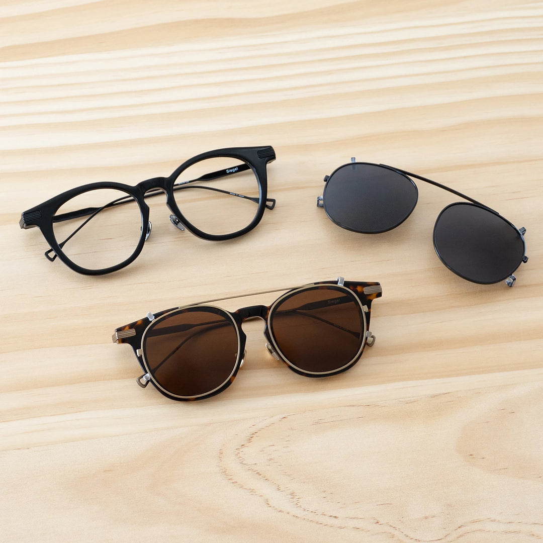 Blackmask Unisex Square Acetate Eyeglasses with Polarized Clip-On Sunglasses BM-SI