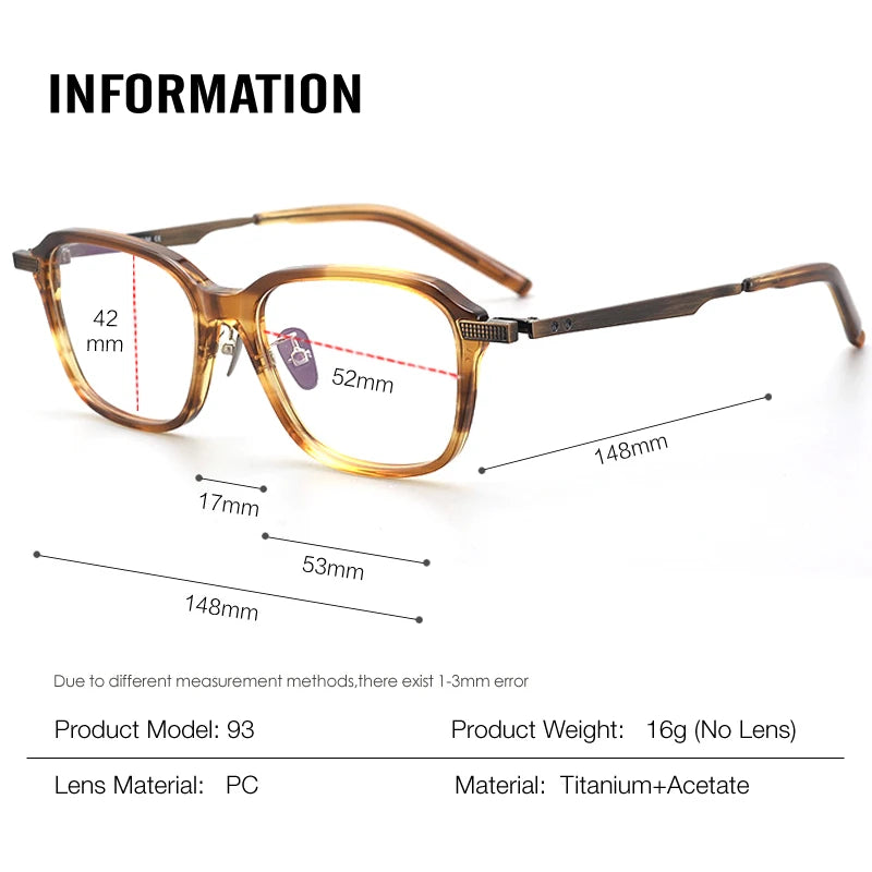 Aror Men's Full Rim Square Acetate Titannium Eyeglasses 59993