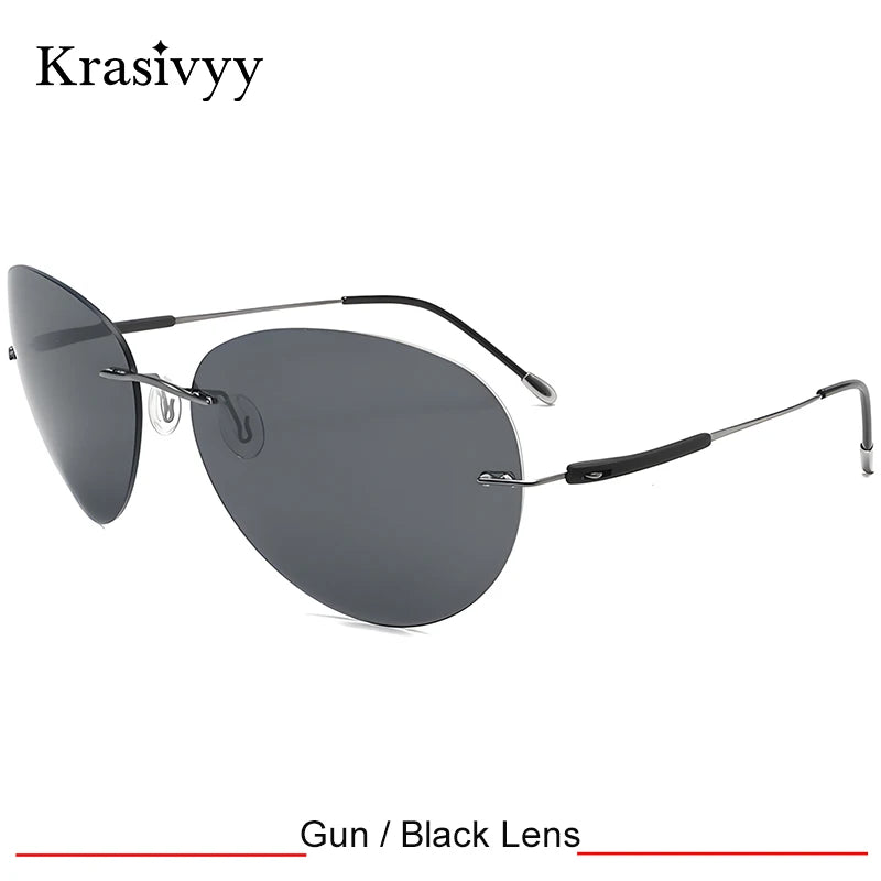 Krasivyy Men's Rimless Oval Tr 90 Screwless Titanium Sunglasses 426803
