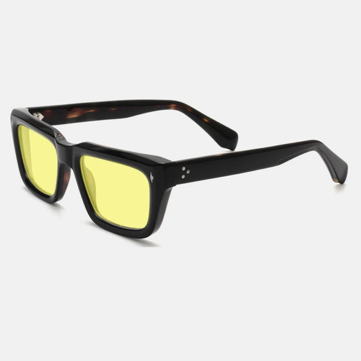 Gatenac Unisex Full Rim Square Polarized Acetate Sunglasses Mo13 Sunglasses Gatenac Tortoiseshell Yellow  