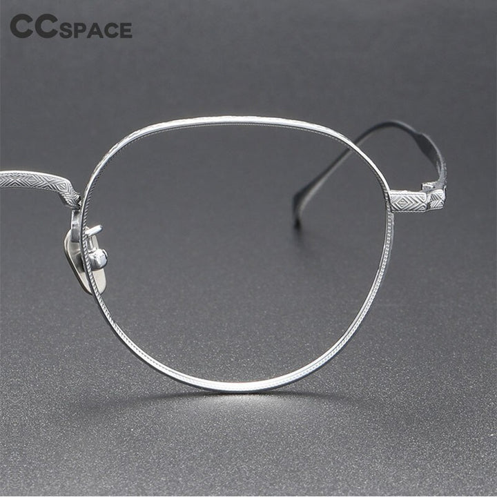 CCspace Unisex Full Rim Round Titanium Eyeglasses 55975 Full Rim CCspace   