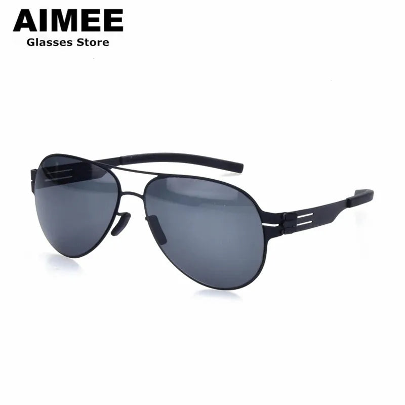 Aimee Men's Full Rim Oval Double Bridge Stainless Steel Polarized Sunglasses 6114 Sunglasses Aimee   