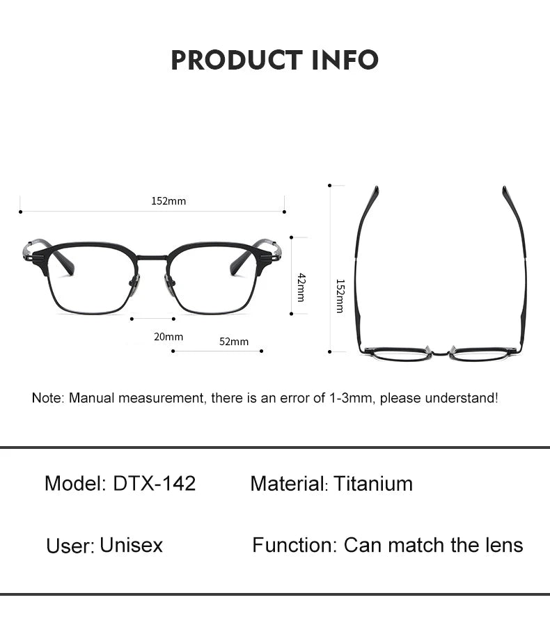 Aimee Men's Full Rim Square Titanium Acetate Eyeglasses 4142 Full Rim Aimee   