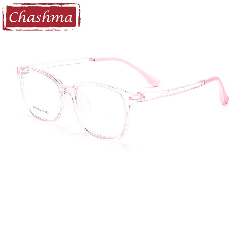 Chashma Ottica Unisex Youth Full Rim Square Tr 90 Titanium Eyeglasses 2606 Full Rim Chashma Ottica Transparent Pink  