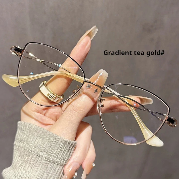Momoja Women's Full Rim Oval Cat Eye Titanium-Alloy Eyeglasses 72041