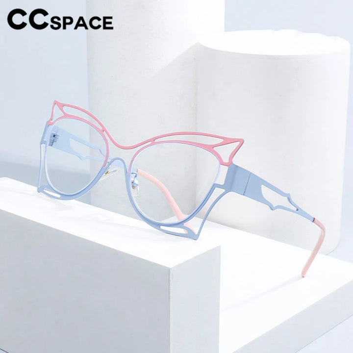 CCspace Women's Full Rim Oval Butterfly  Alloy Eyeglasses 300780 Full Rim CCSpace   