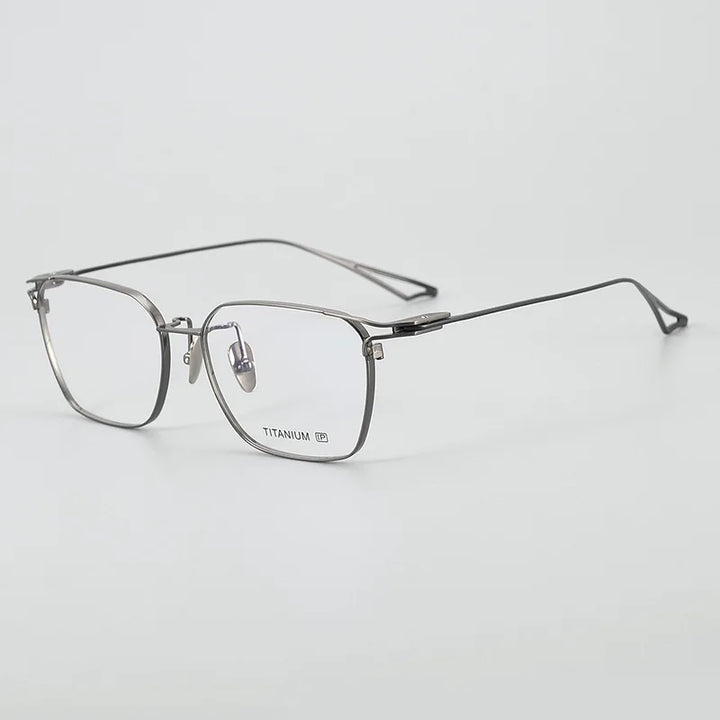 Black Mask Men's Full Rim Large Square Titanium Eyeglasses 4054 Full Rim Black Mask Gun Gray  