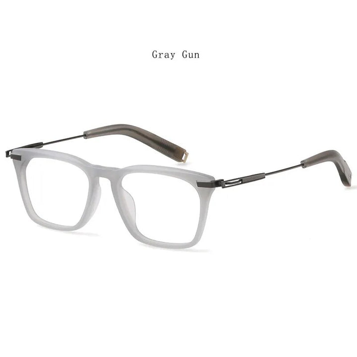 Hdcrafter Men's Full Rim Big Square Titanium Acetate Eyeglasses Dlx403 Full Rim Hdcrafter Eyeglasses Gray-Gun  