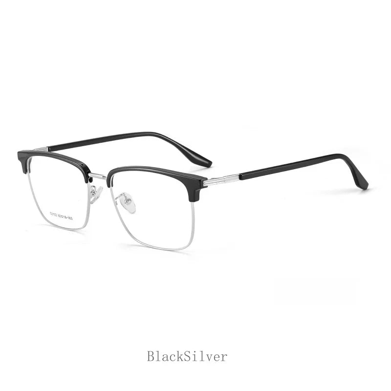 KatKani Men's Semi Rim Square Alloy Tr 90 Eyeglasses 52102 Full Rim KatKani Eyeglasses BlackSilver  