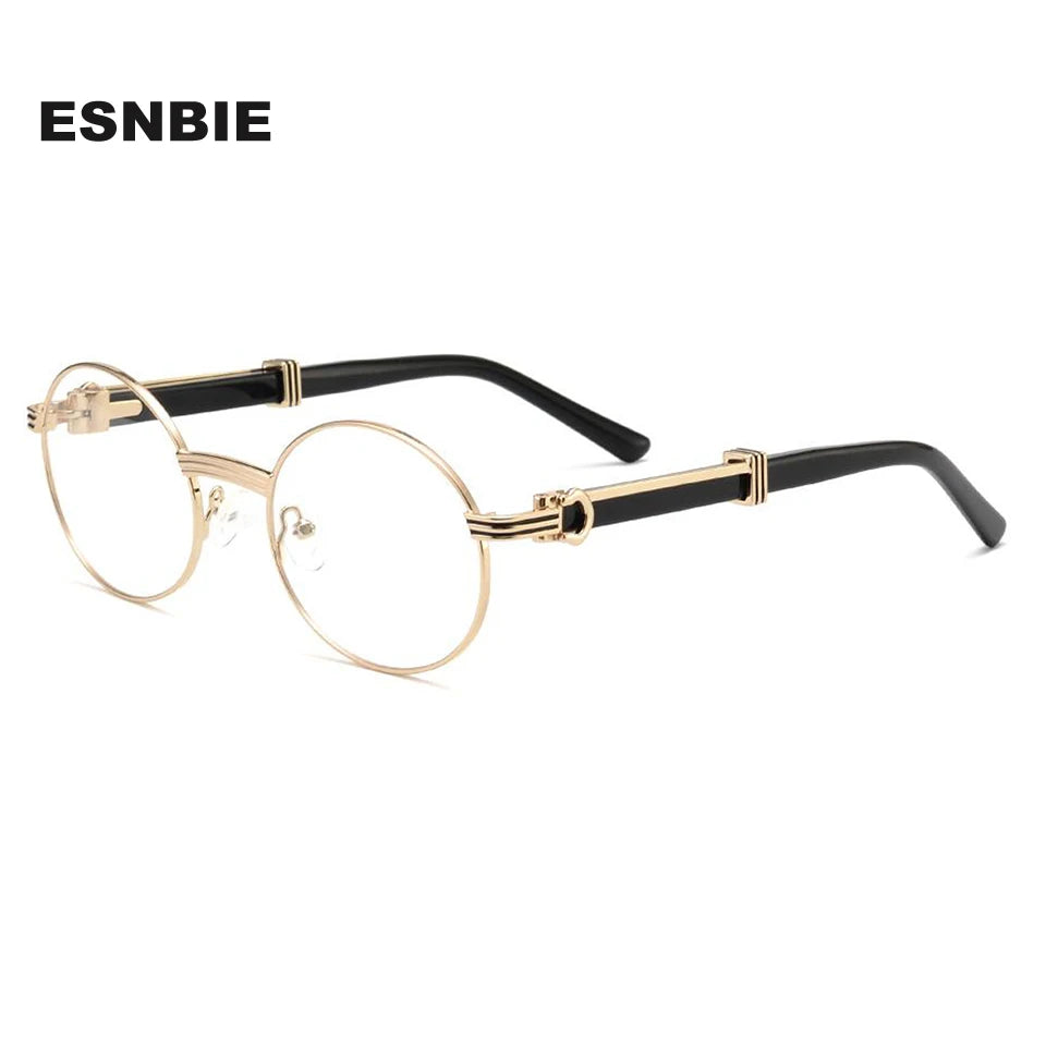 Esnbie Unisex Full Rim Round Alloy Eyeglasses 25SM083-1