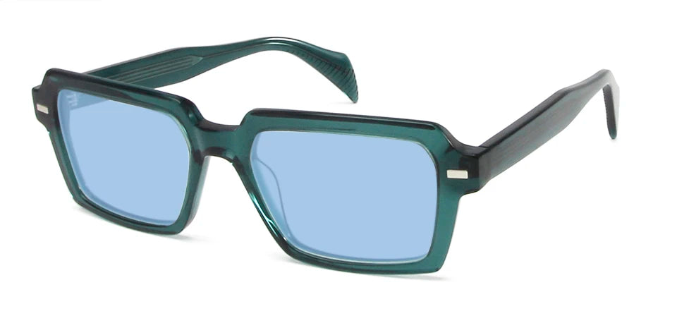 Esnbie Unisex Full Rim Polygon Rectangular Acetate Sunglasses 242031