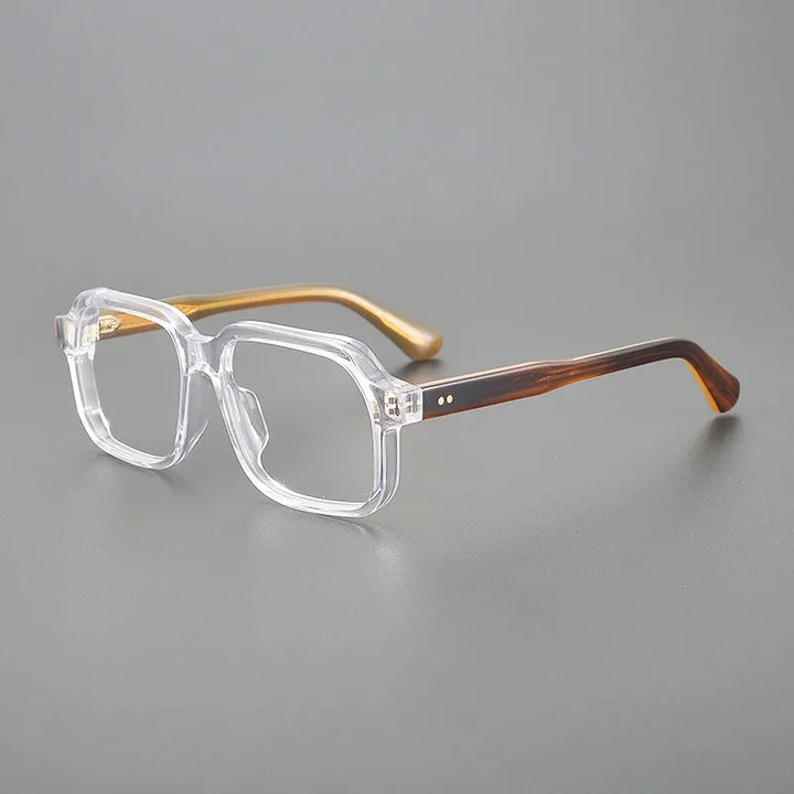 Hewei Unisex Full Rim Flat Top Square Acetate Eyeglasses 14816 Full Rim Hewei   