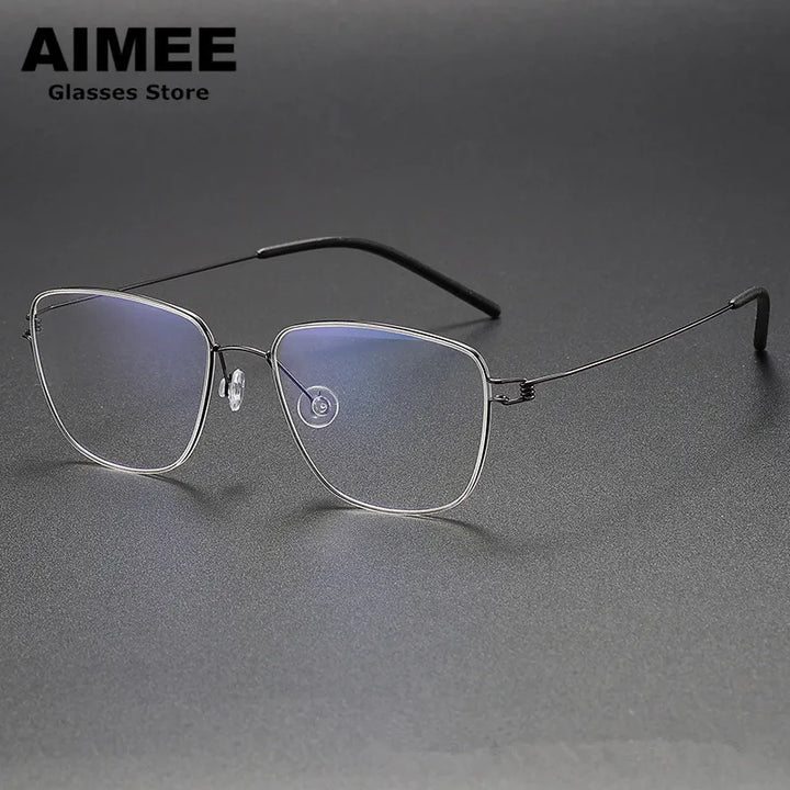 Aimee Unisex Full Rim Square Screwless Titanium Eyeglasses 7221 Full Rim Aimee Gun-Grey  