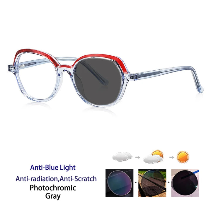 Kocolior Women's Full Rim Oval Tr 90 Alloy Photochromic Reading Glasses 242051