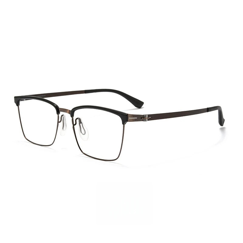 Yimaruili Men's Full Rim Square Titanium Alloy Eyeglasses Y8801 Full Rim Yimaruili Eyeglasses Black Bronze  