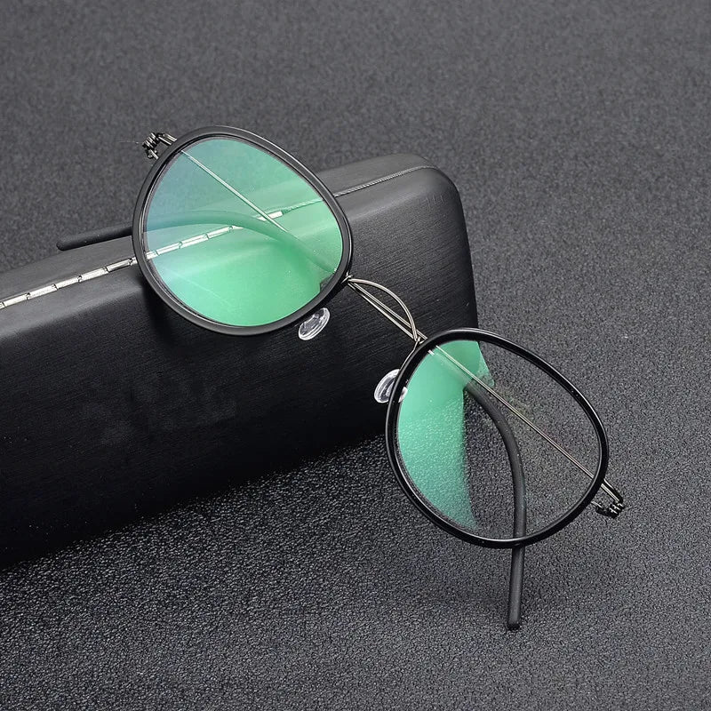 Aimee Unisex Full Rim Oval Square Titanium Acetate Eyeglasses 462440