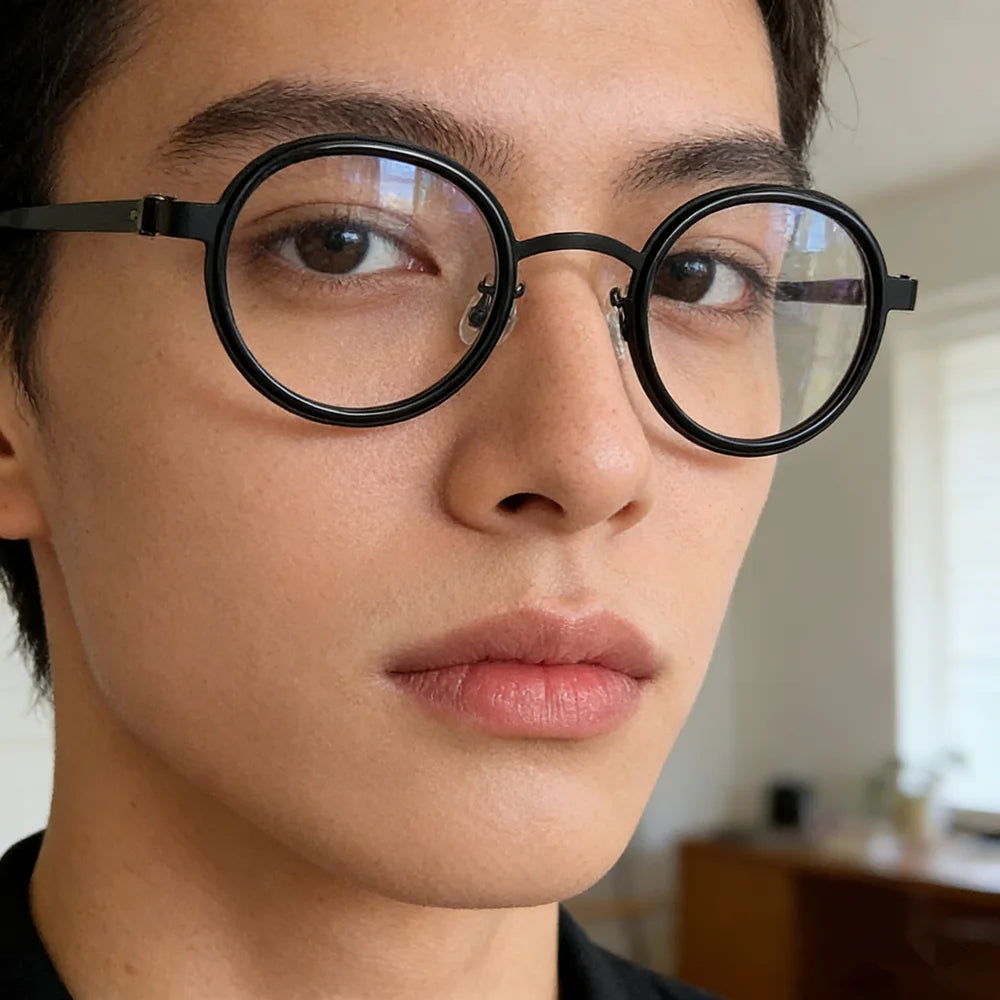 Bobbie Unisex Full Rim Round Titanium Eyeglasses 1011