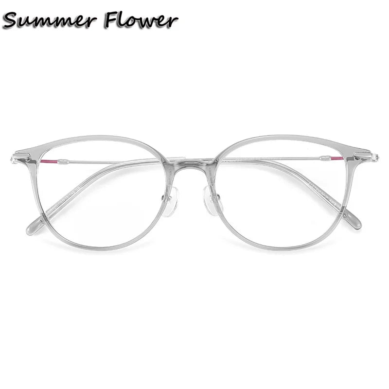 Summer Flower Unisex Full Rim Square Tr 90 Titanium Eyeglasses 618262