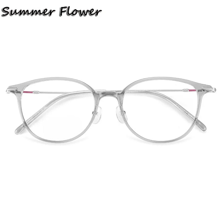 Summer Flower Unisex Full Rim Square Tr 90 Titanium Eyeglasses 618262