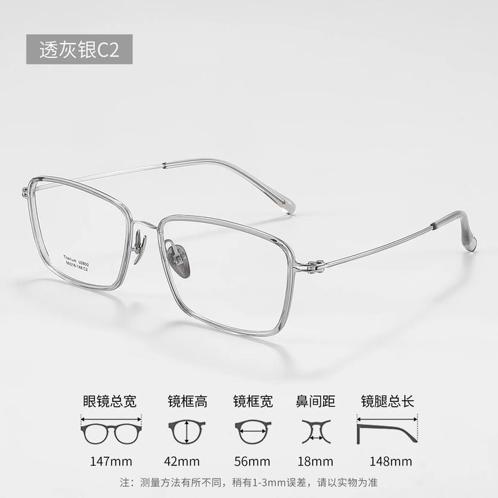 Zirosat Unisex Full Rim Polygon Square Tr 90 Titanium Eyeglasses 28021