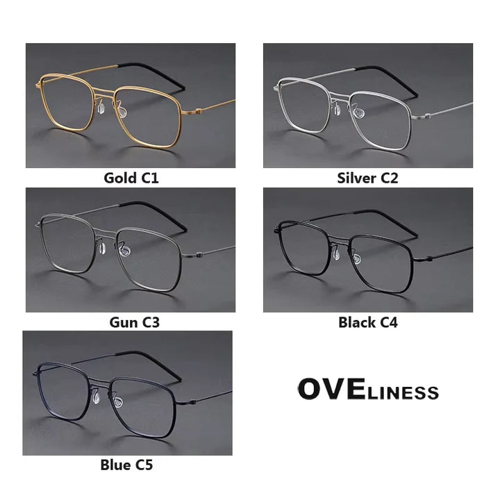 Oveliness Unisex Full Rim Square Double Bridge Titanium Eyeglasses 5524 Full Rim Oveliness   