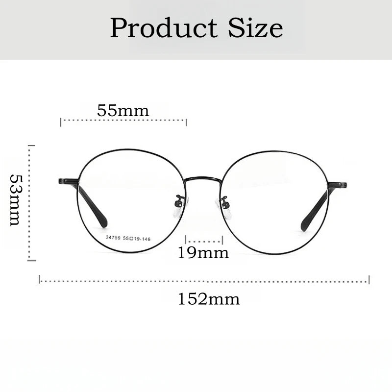 Yimaruili Unisex Full Rim Big Round Alloy Eyeglasses 34759 Full Rim Yimaruili Eyeglasses   