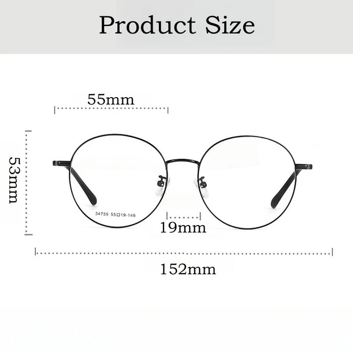 Yimaruili Unisex Full Rim Big Round Alloy Eyeglasses 34759 Full Rim Yimaruili Eyeglasses   