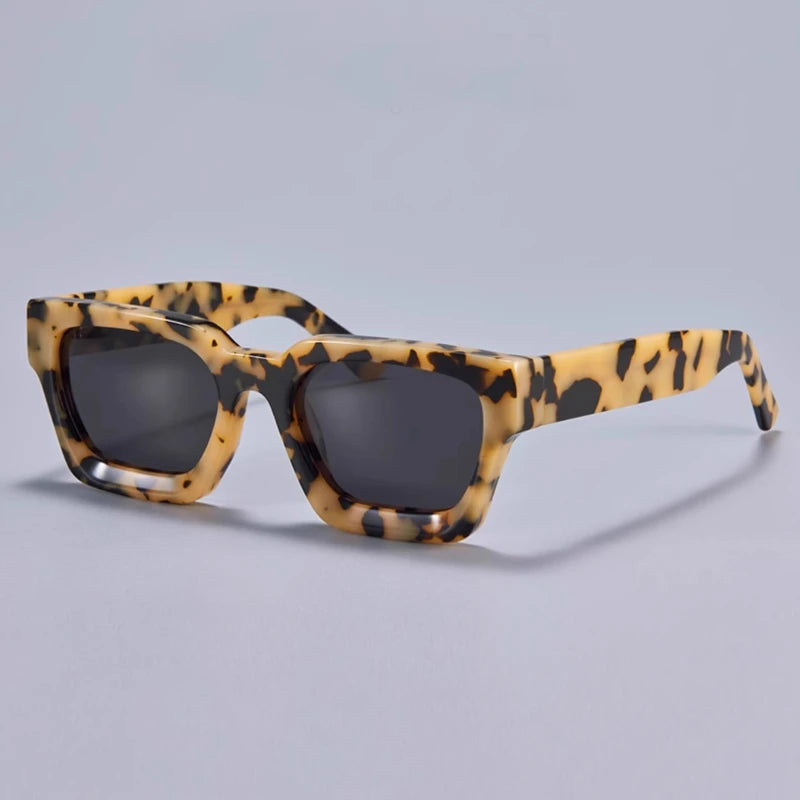 Black Mask Unisex Full Rim Square Thick Acetate Sunglasses 721439