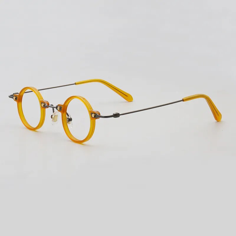 Yujo Unisex Full Rim Small Round Acetate Eyeglasses 3636 Full Rim Yujo   