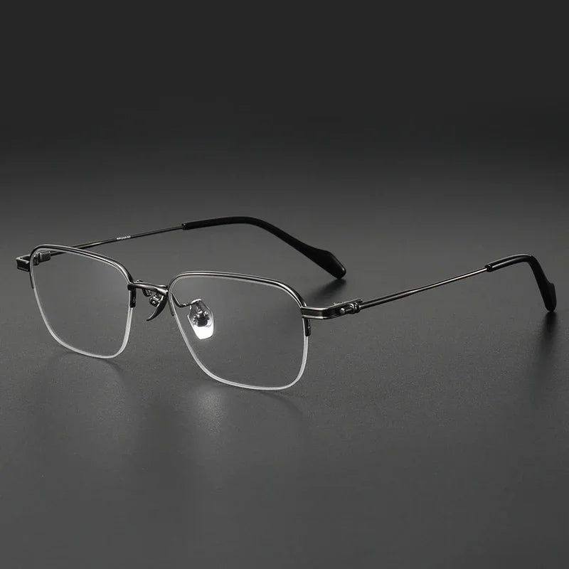 Aror Men's Semi Rim Square Titanium Eyeglasses 10142 Semi Rim Aror GRAY