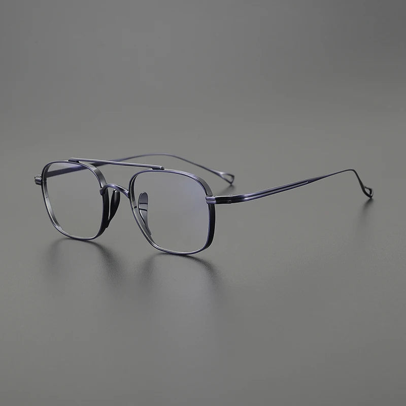 Black Mask Unisex Full Rim Square Double Bridge Titanium Eyeglasses K9501 Full Rim Black Mask Blue  