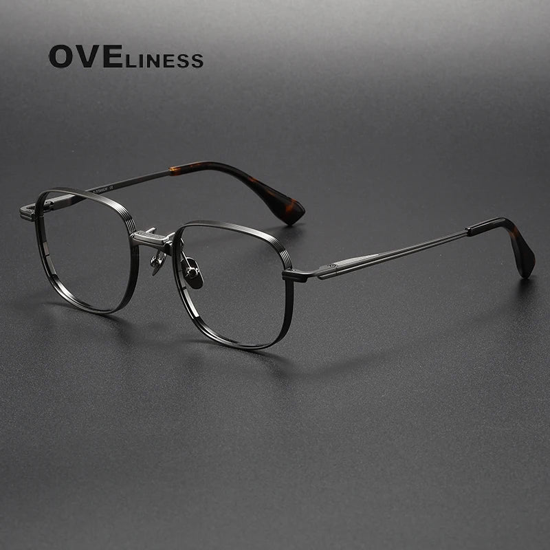 Oveliness Unisex Full Rim Square Titanium Eyeglasses D151 Full Rim Oveliness gun silver  