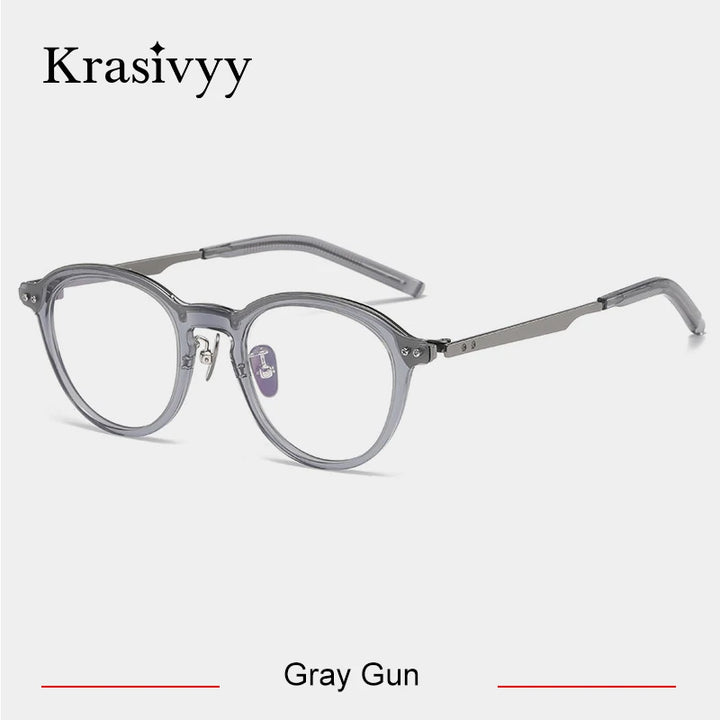 Krasivyy Unisex Full Rim Round Acetate Titanium Eyeglasses 942113