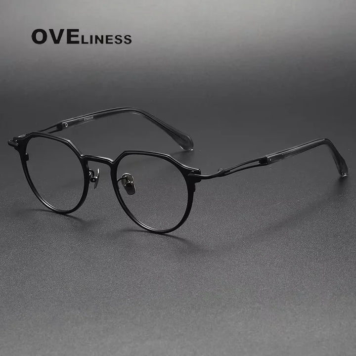 Oveliness Unisex Full Rim Flat Top Oval Titanium Acetate Eyeglasses 14121 Full Rim Oveliness black  