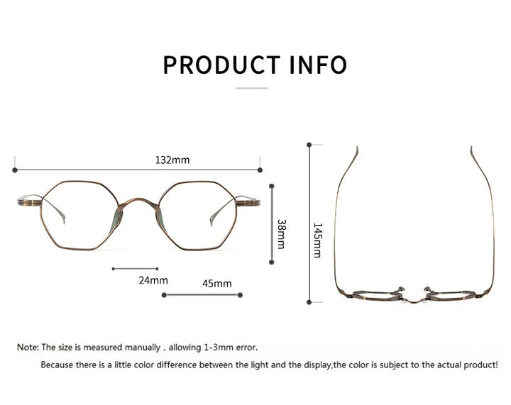 Bobbie Women's Full Rim Polygon Titanium Eyeglasses Clip On Sunglasses 612152