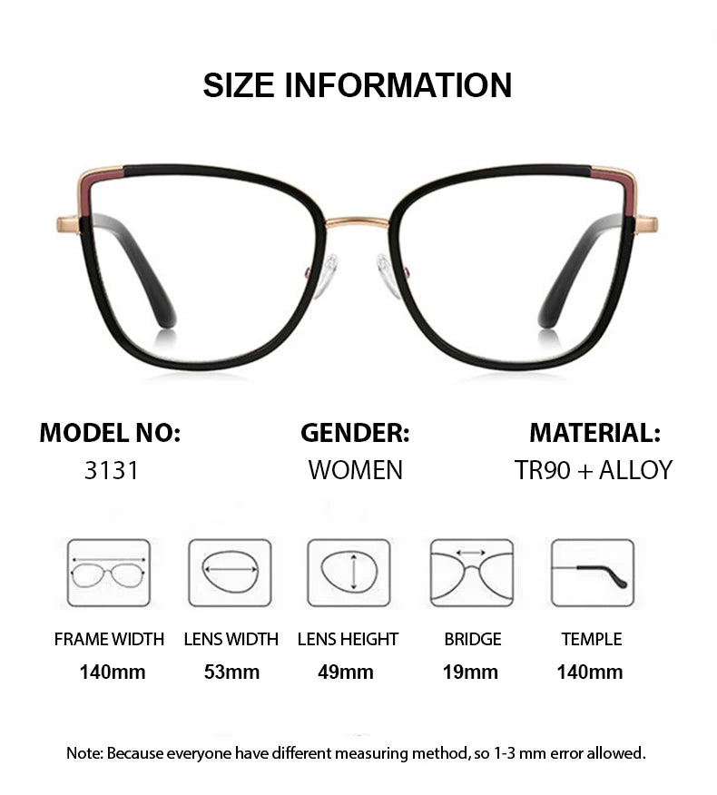 Summer Flower Women's Full Rim Cat Eye Tr 90 Titanium Eyeglasses 31314