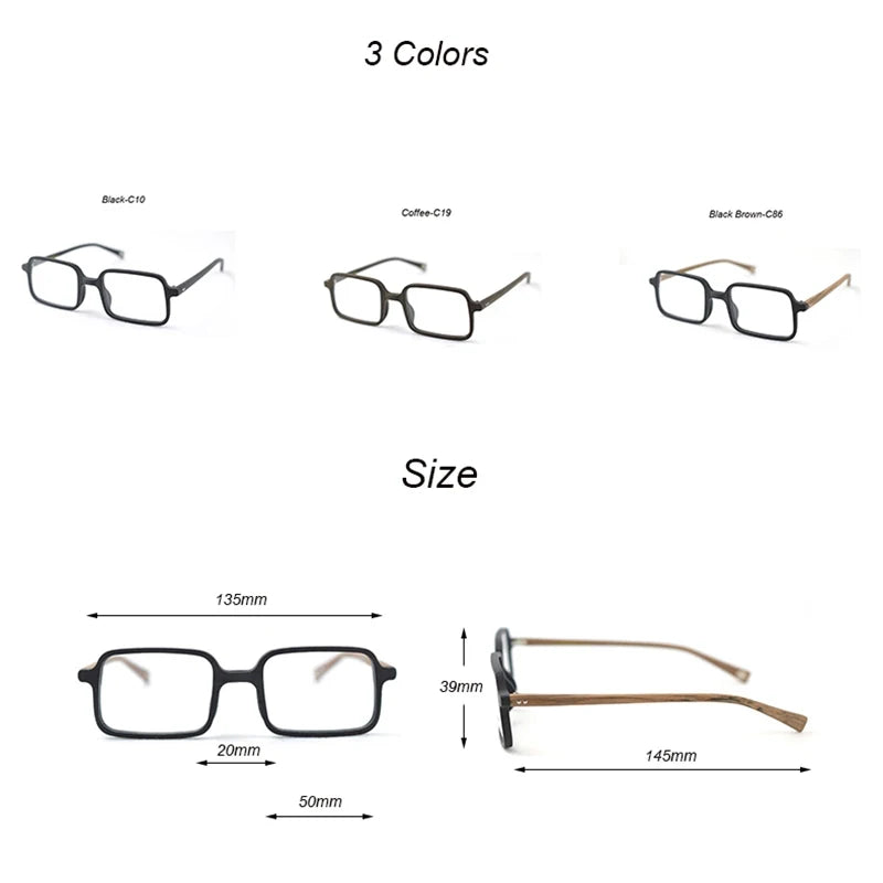 Hdcrafter Men's Full Rim Square Acetate Wood Eyeglasses 2095 Full Rim Hdcrafter Eyeglasses   