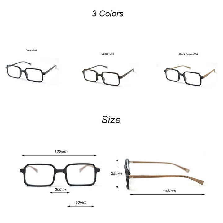 Hdcrafter Men's Full Rim Square Acetate Wood Eyeglasses 2095 Full Rim Hdcrafter Eyeglasses   